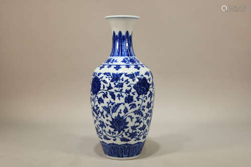 Blue and White Flower Branch Pattern Porcelain Vase