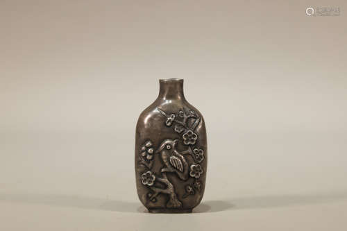 Silver Bird Pattern Snuff Bottle