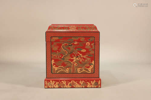 Lacquerware Drawing Dragon Box