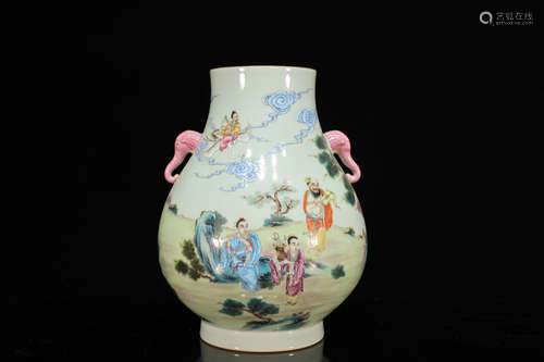 Famille Rose the Eight Immortal Porcelain Vase