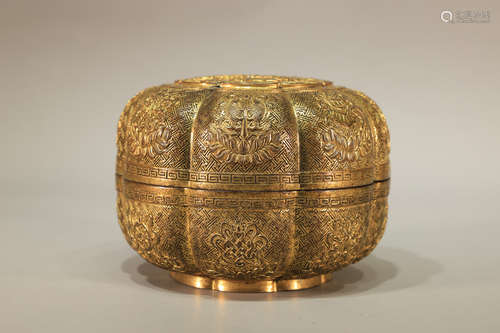 Gilt Bronze Melon Shape Box