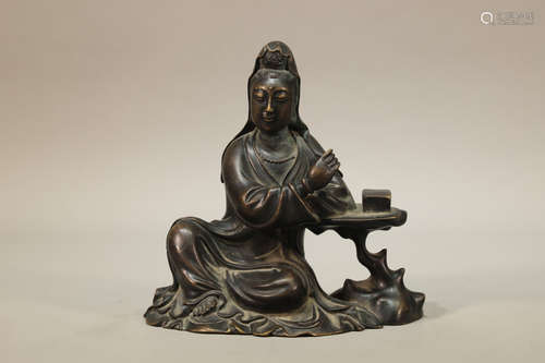 Chinese Bronze Guanyin Figure Statue