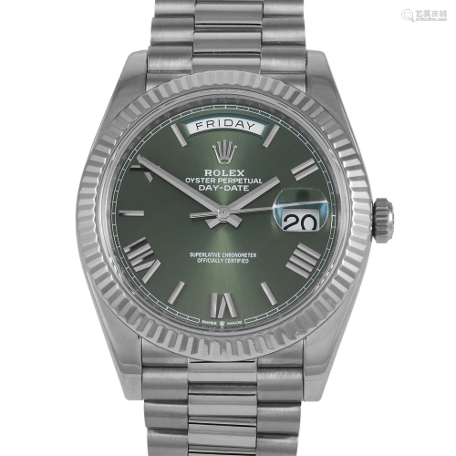 Rolex Day-Date 40mm 18K Watch W/Olive Green Dial