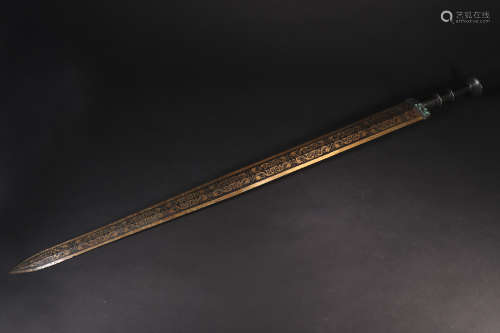 A bronze and gold sword in the Han Dynasty