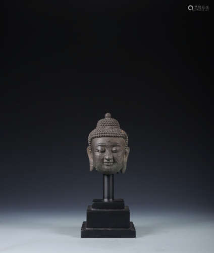 Old Tibetan copper tire Sakyamuni Buddha head ornament