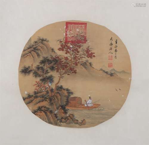 Huang Gongwang landscape figures in Yuan Dynasty