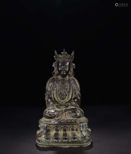 Old Tibetan copper tire Guanyin statue ornaments