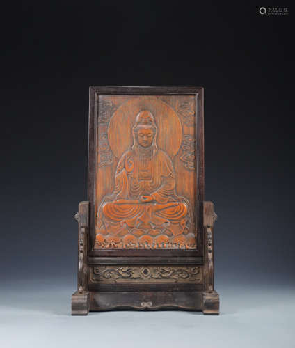 Old Tibetan bamboo carving Paramita Heart Sutra Guanyin inse...