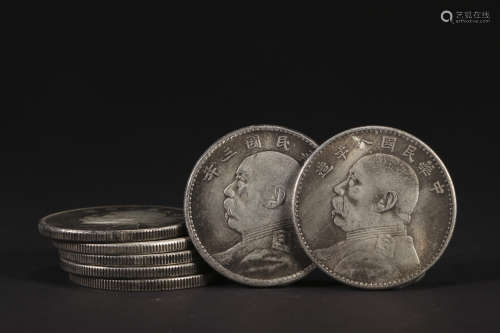 Old silver coins of the Republic of China
