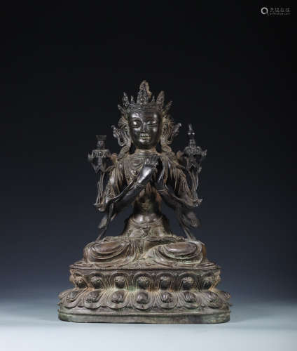 Old Tibetan copper embryo Tara Statue Ornament