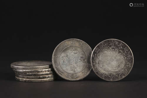 Old silver coins of Qing Dynasty