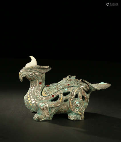 Old Tibetan bronzes inlaid with gold and silver and Gemstone...
