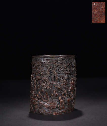 Old Tibetan copper tube for piano, chess, calligraphy and pa...