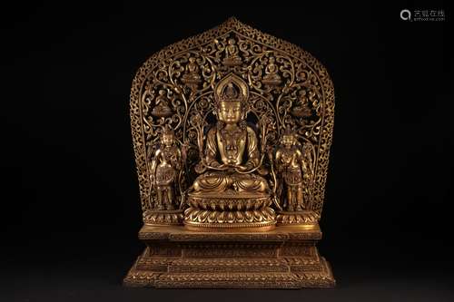 18th Century Bronze gilded Buddha