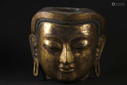 Old Tibetan bronze fetal Buddha head