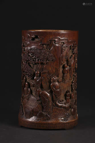 Bamboo carving high scholar pen holder in Qing Dynasty