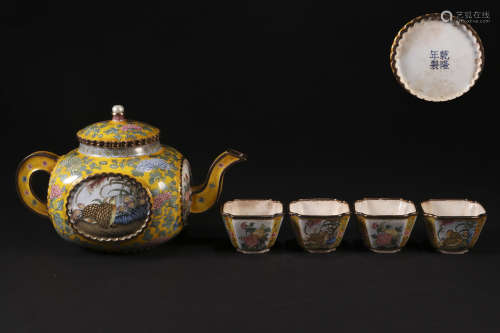 A set of gilded bronze tea set