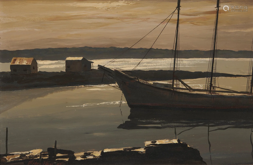 STEPHEN MORGAN ETNIER, (American, 1903-1984), Old Schooner