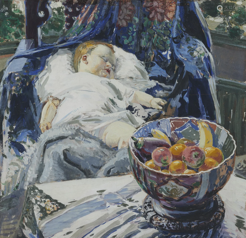 SIGURD SKOU, (American, 1875-1929), Sleeping Baby, Still Lif...