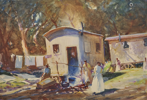 JOHN WHORF, (American, 1903-1959), Caravan Campsite