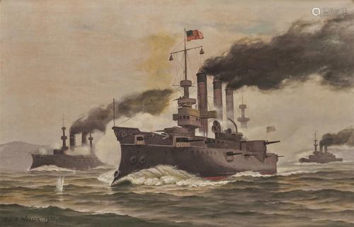 GEORGE SAVARY WASSON, (American, 1855-1932), USS Brooklyn at...