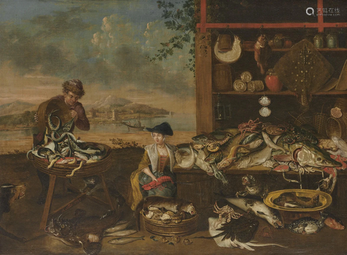 BALTHASAR NEBOT, (British, fl. 1730-1765), A Fishmonger'...