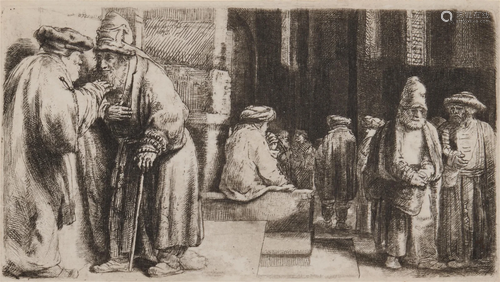 REMBRANDT VAN RIJN, (Dutch, 1606-1669), Jews in the Synagogu...