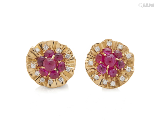 TRABERT & HOEFFER MAUBOUSSIN 18K Gold, Ruby, and Diamond...