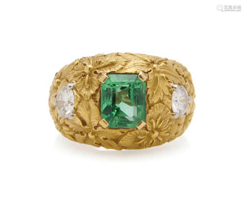 LOUIS FÉRON 18K Gold, Colombian Emerald, and Diamond Ring