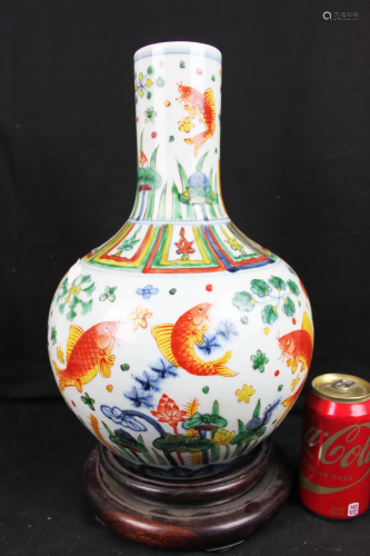 Chinese Porcelain Vase w/ red fish painting
