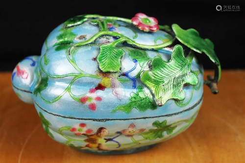 Antique chinese Color Painted Bronze Box