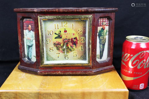 Antique Chinese Clock in redwood box 1900s or earlier