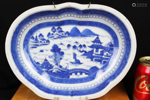 Antique Chinese Blue&White Porcelain Plate 18th century