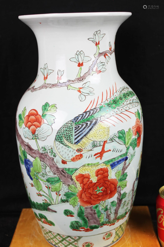 Antique Chinese Peacock Pattern Porcelain Vase