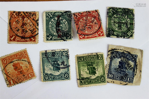 8 Antique Chinese Stamps