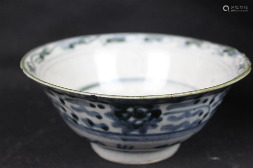 Antique Chinese White&Blue Porcelain Bowl