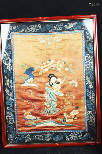 Antique Chinese Hand Carved Silk