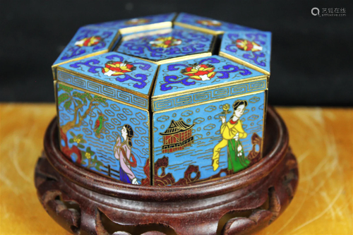 Antique Chinese Cloisonne Box-7 piece boxes