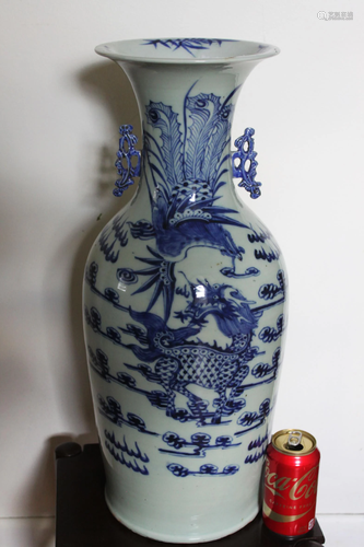 Antique Large Chinese Porcelain Vase -Dragon+ phoeix