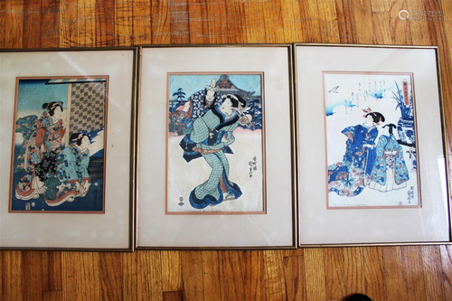 Three Japanese Woodblack Painting