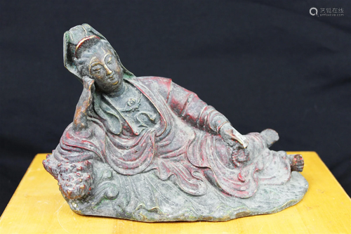 Antique Chinese Bronze Guanyin Statue