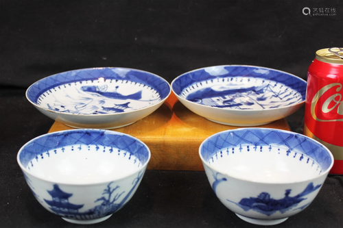 Chinese Blue&White Porcelain Bowl-plates