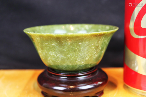 Antique Chinese Green Jade Bowl