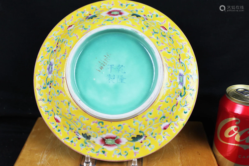 Antique Chinese Yellow Porcelain Plate 1800s