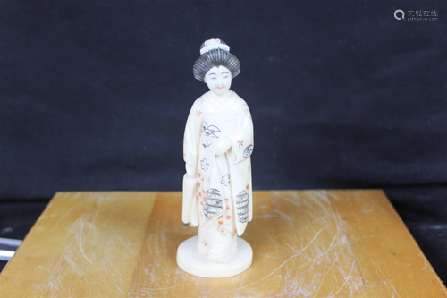 Hand Carved Japanese Lady Figure