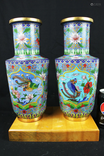 Two Chinese Cloisonne Vases