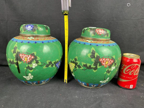 A Pair Antique Chinese Cloisonne Vase