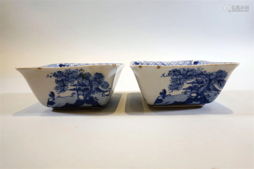 A pair of imitating ChengHua ware blue and white brush washe...