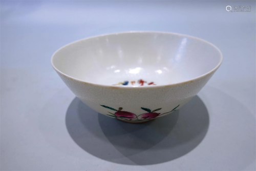 A Chinese Imperial famille rose flowers and lanscape bowl. Q...