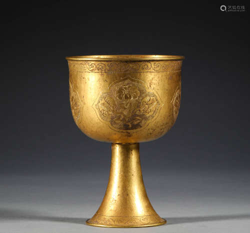 Tang Dynasty, silver gilded flower pattern cup